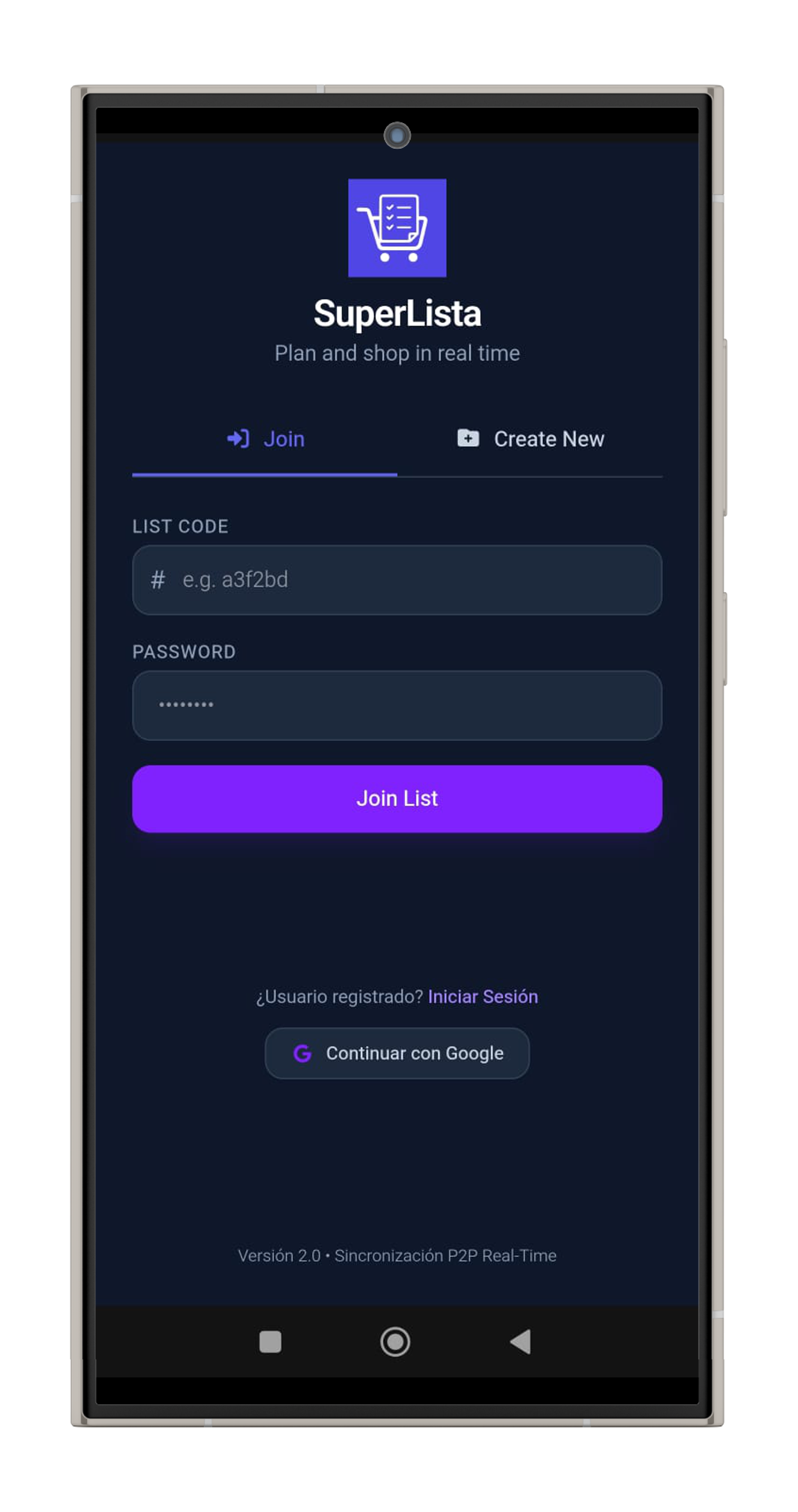 SuperLista Main Mockup